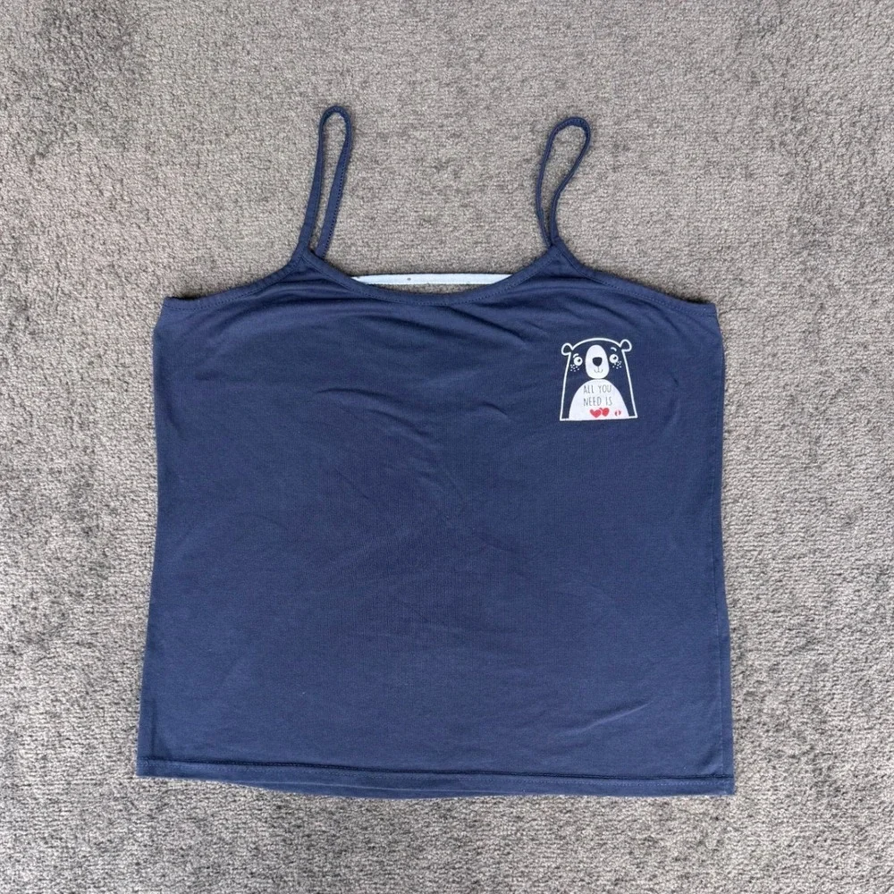 Hang Ten Womens Large Navy Blue Polar Bear Graphic Camisole Tank Top Scoop Neck - Picture 1 of 6